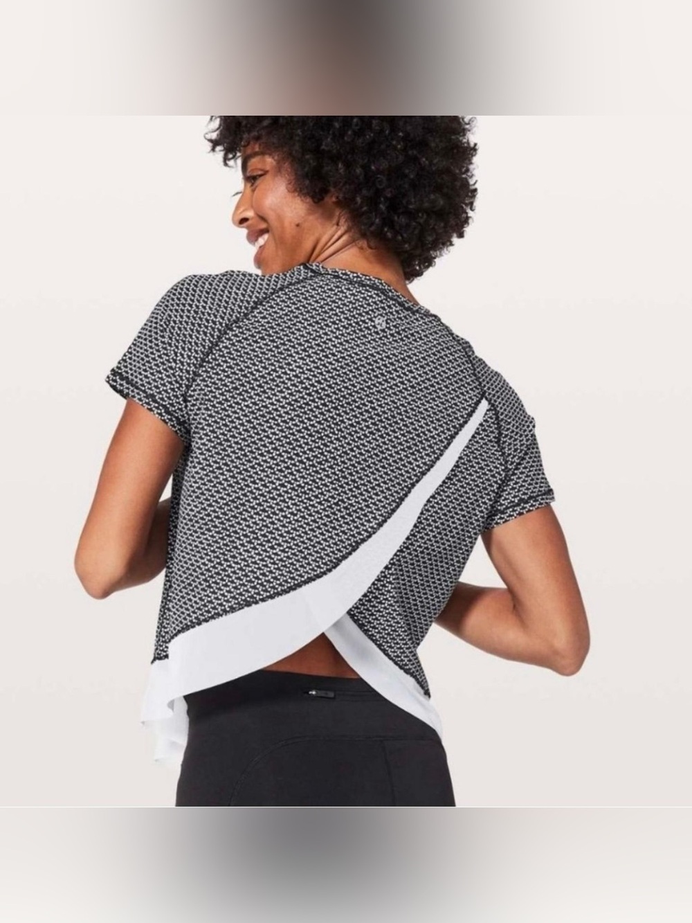 Lululemon Quick Pace short sleeve top monochrome black white workout shirt